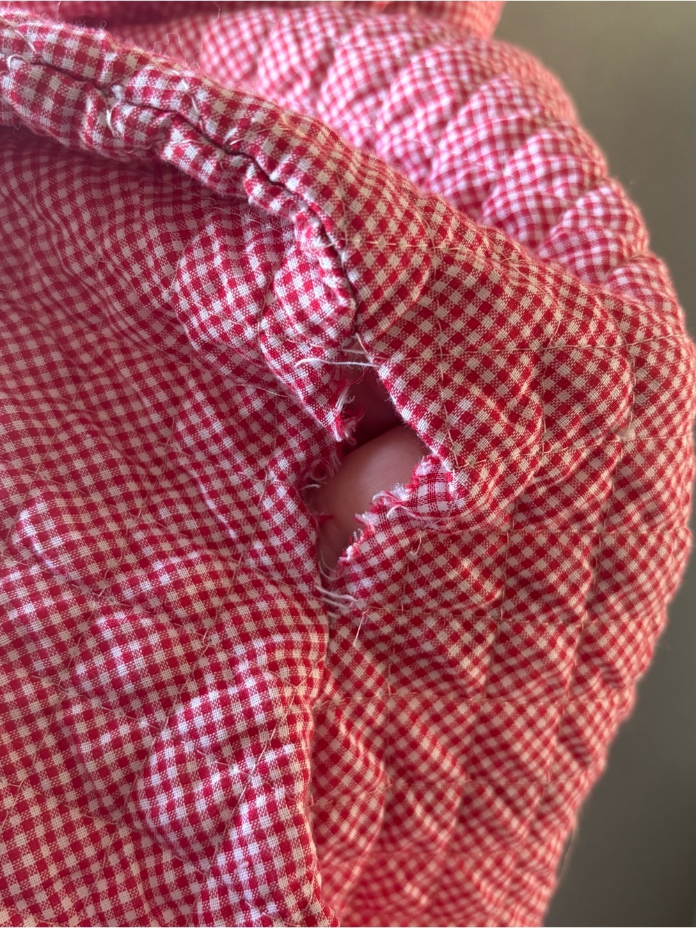 Homemade Quilted Red Check Open Front Jacket - Picture 9 of 10